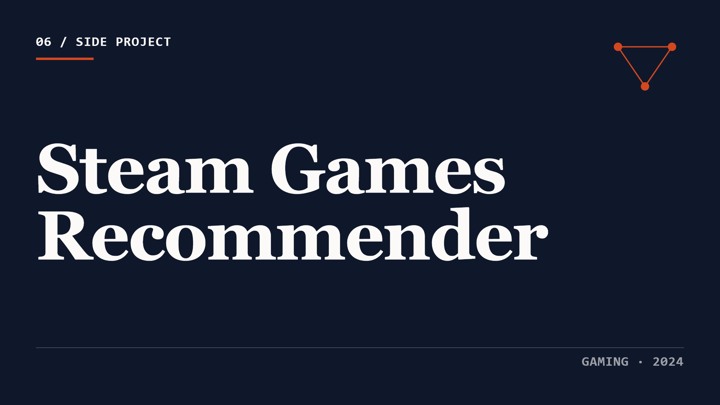 Steam Games Recommender thumbnail with three-node network graph